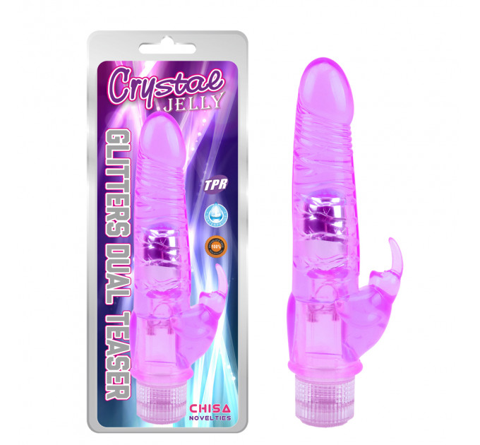 Двойной вибраторChisa Novelties Jelly Glitters Dual Teaser Purple