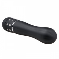 Вібратор Love Diamond Vibrator чорний, оздоблений стразами, 11.4 см.