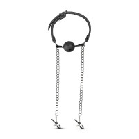 Кляп с зажимами на соски Open Ball Gag With Nipple Clamps