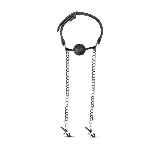 Кляп с зажимами на соски Open Ball Gag With Nipple Clamps