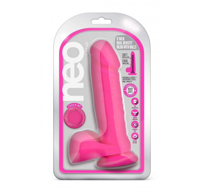 Фаллоимитатор реалистичный двойной плотности Neo Blush, на присоске, розовый, 20 х 4.5 см