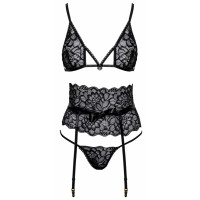 Комплект білизни Suspender Set black S/M
