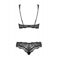 Комплект мереживний Obsessive Luvae чорний, S/M