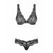 Комплект кружевной Obsessive Luvae черный, S/M