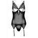 Корсет с подвязками кружевной Daring Intimates Underboob Cami Garter, со стрингами, черный, S/M