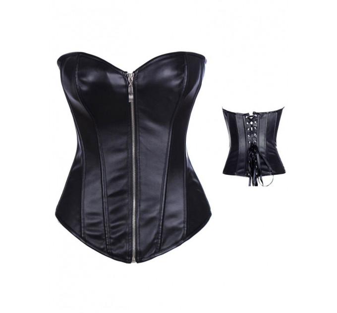Корсет с застежкой молнией Star Night Sexy Leather и шнуровкой, черный, XL (без коробки)