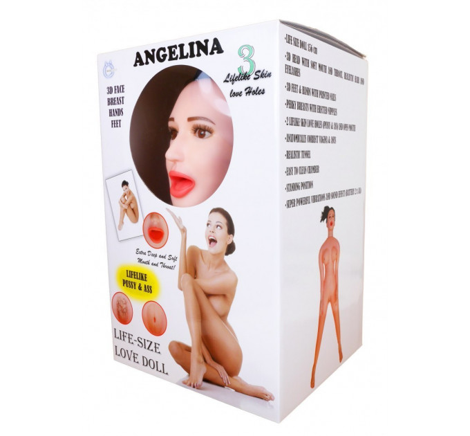 Кукла надувная Boss Series Angelina 3D с вставкой из киберкожи и вибро