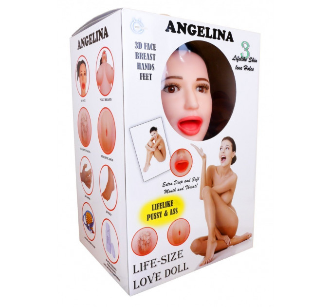 Кукла надувная Boss Series Angelina 3D с вставкой из киберкожи и вибро