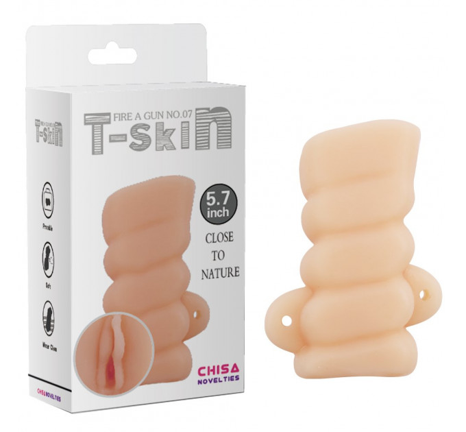 Мастурбатор вагина Chisa T-skin с петлями под пальцы из киберкожи