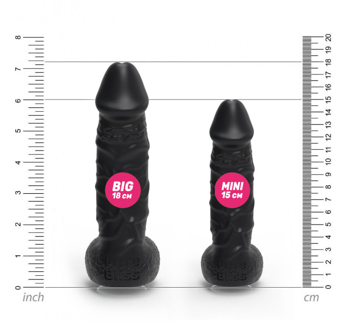 Мило член Pure Bliss MINI на присосці, чорне, 15 см