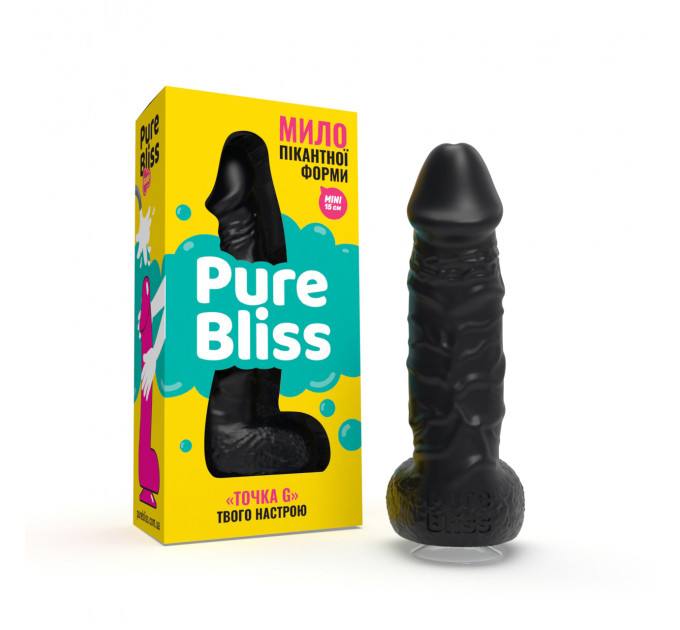 Мило член Pure Bliss MINI на присосці, чорне, 15 см