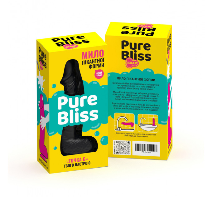 Мило член Pure Bliss MINI на присосці, чорне, 15 см