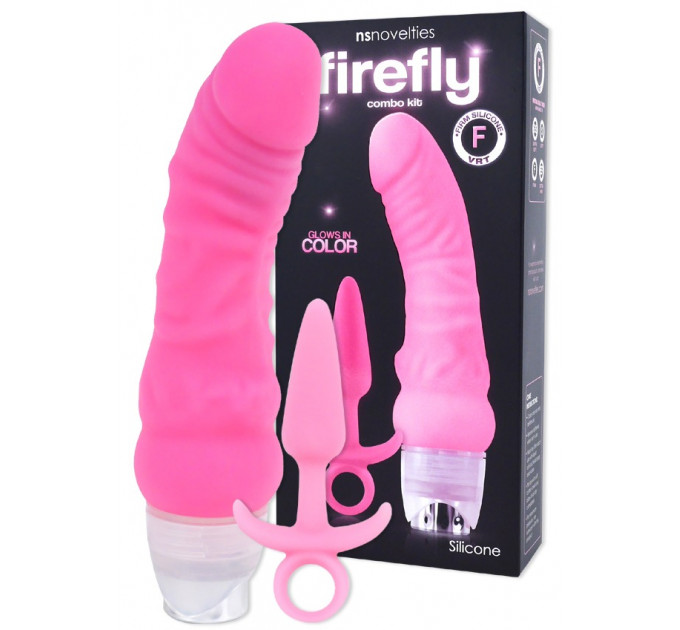 Набор Вибратор и Анальная пробка NS Novelties Firefly Combo Kit, розовый