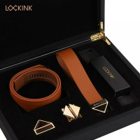 Ошейник с поводком кожа Коричневый Lockink