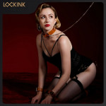Ошейник с поводком кожа Коричневый Lockink