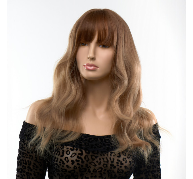Парик длинный волнистый с челкой Fetish Hair омбре русый, 50 см