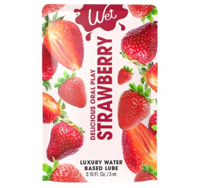 Пробник/Лубрикант съедобный со вкусом клубники WET STRAWBERRY, 3 мл