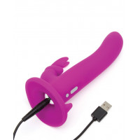 Страпон-кролик з вібрацією та трусиками Happy Rabbit Rechargeable Vibrating Strap-On Harness Set