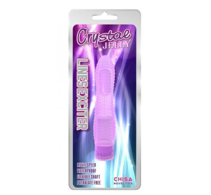 Вибратор рельефный Chisa Crystal Jellie Lines Exciter на батарейках, фиолетовый