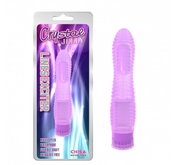 Вибратор рельефный Chisa Crystal Jellie Lines Exciter на батарейках, фиолетовый