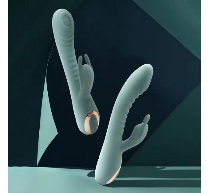 Вибратор с рифмингом для точки G и клиторальным отростком Sweet Em Velvet Lure. зеленый