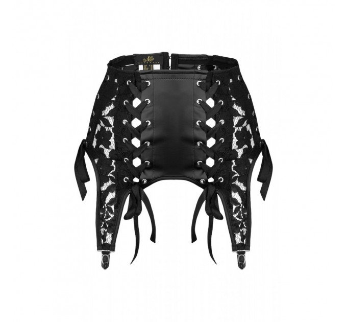 Пояс для чулок спандекс+гипюр F143 Noir Handmade S