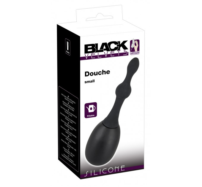 Анальный душ из медицинского силикона Black Velvets Douche, черный, Small