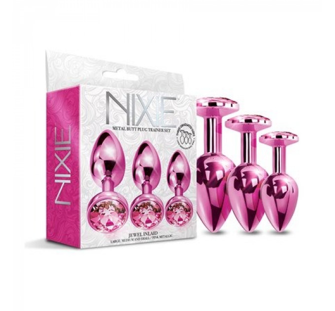 Набор анальных пробок Global Novelties NIXIE METAL BUTT PLUG TRAINER SET, PINK METALLIC