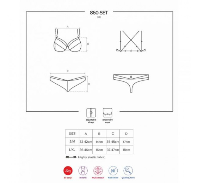 Комплект Obsessive 860-SET-3 2 pcs set red S/M