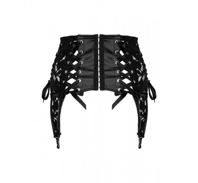 Пояс для чулок спандекс+гипюр F143 Noir Handmade S