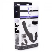 Жіночий вібрострапон Slim Rider Ribbed Ribbed Vibrating Silicone Strapless Strap On, чорний