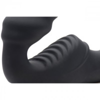 Жіночий вібрострапон Slim Rider Ribbed Ribbed Vibrating Silicone Strapless Strap On, чорний