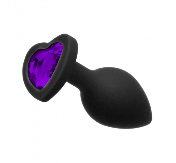 Анальна пробка Black Silicone Heart Violet S