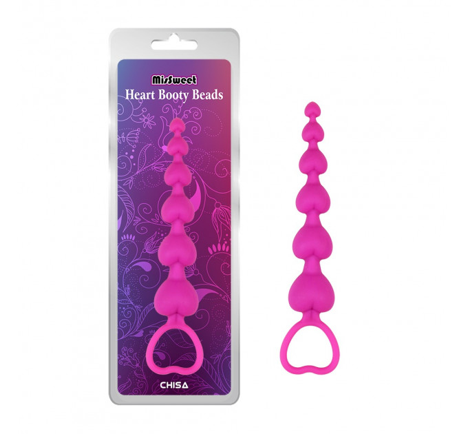Анальная елочка Chisa Heart Booty Beads в форме розовых сердечек