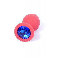 Анальна пробка з каменем Plug-Jewellery Red Silicon PLUG Medium- Blue Diamond розмір М