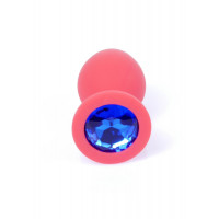 Анальна пробка з каменем Plug-Jewellery Red Silicon PLUG Medium- Blue Diamond розмір М