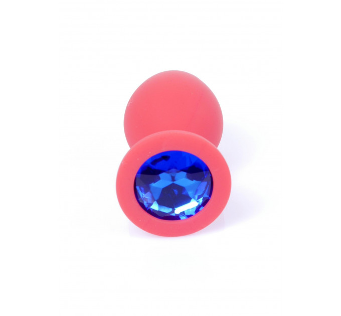 Анальна пробка з каменем Plug-Jewellery Red Silicon PLUG Medium- Blue Diamond розмір М