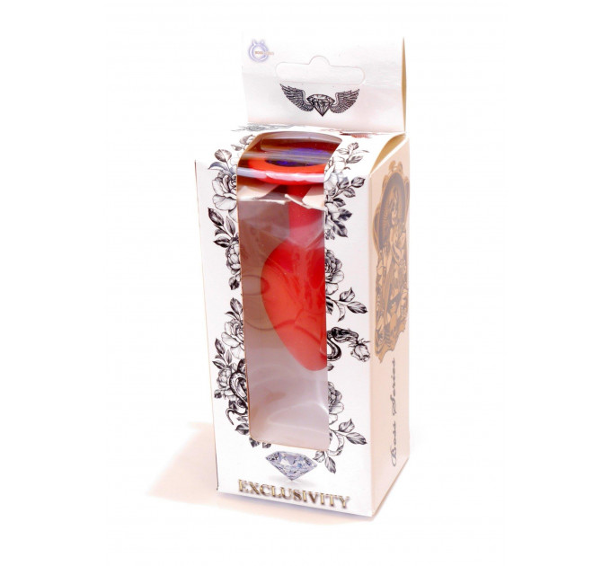 Анальна пробка з каменем Plug-Jewellery Red Silicon PLUG Medium- Blue Diamond розмір М