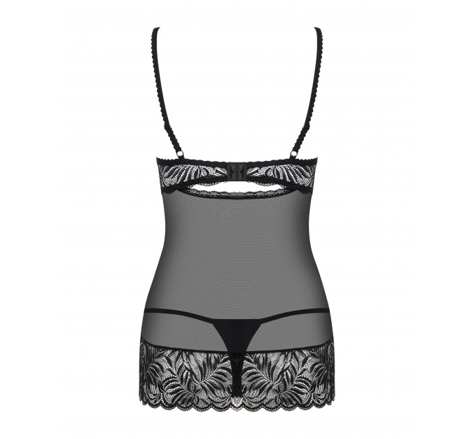 Бебидолл с ажурным лифом и шнуровкой Obsessive Contica черный, S/M