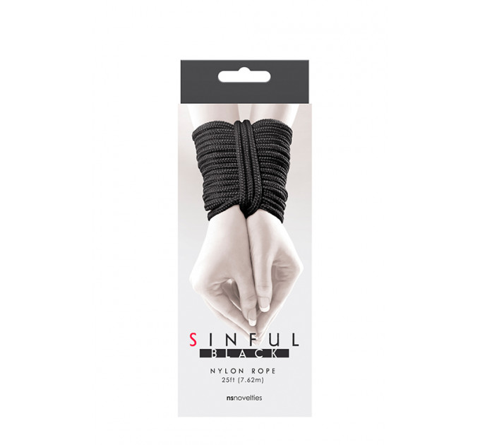 Бондажная веревка NS Novelties Sinful Nylon Rope 7.6 м, черная