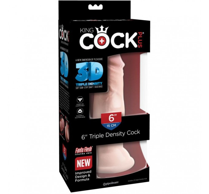 Фаллоимитатор реалистичный на присоске King Cock, бежевый