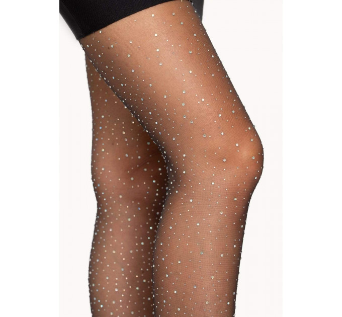 Колготки со стразами Leg Avenue Petra Sheer Rhinestone, черные, One Size