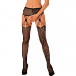 Колготы сексуальные с открытым доступом One Size S821 Obsessive, с принтом, черные