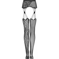 Колготы сексуальные с открытым доступом One Size S821 Obsessive, с принтом, черные