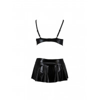 Комплект білизни зі стрінгами з латексу black S/M DEBY SET - Passion