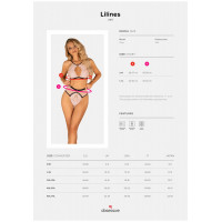 Комплект ніжно-рожевий Obsessive Lilines з чорною обробкою, L/XL