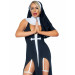 Костюм черниці Leg Avenue Sultry Sinner 3 предмети, чорний з білим, S