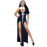 Костюм черниці Leg Avenue Sultry Sinner 3 предмети, чорний з білим, S