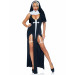 Костюм черниці Leg Avenue Sultry Sinner 3 предмети, чорний з білим, S