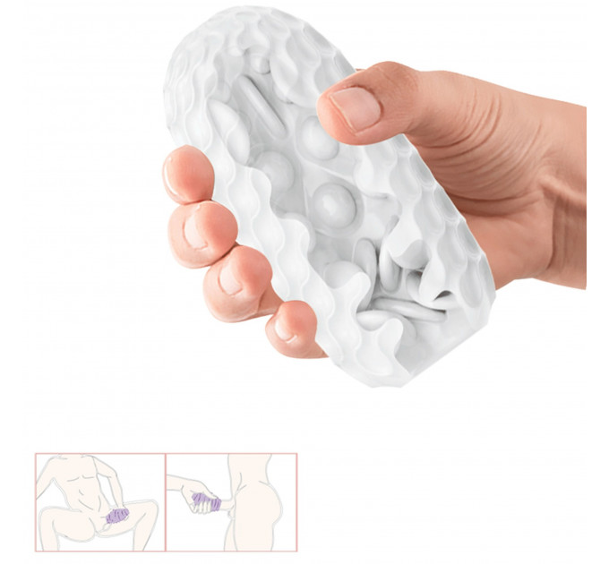Мастурбатор хай-тек Venus-X Egg VIOLET двусторонний рельеф, белый, фиолетовый, 13.1 х 6.5. см